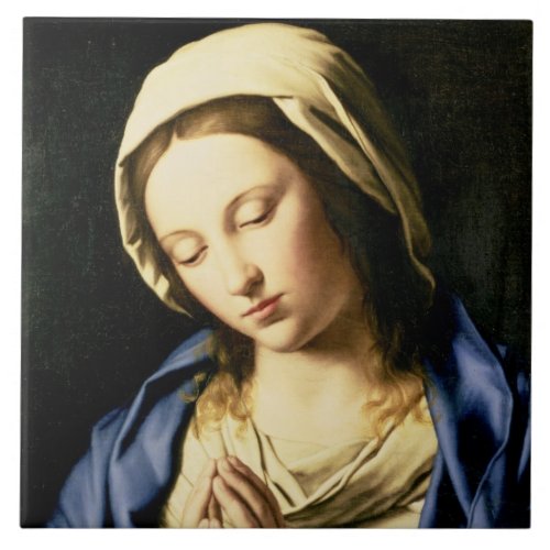 Madonna at Prayer oil on canvas Tile