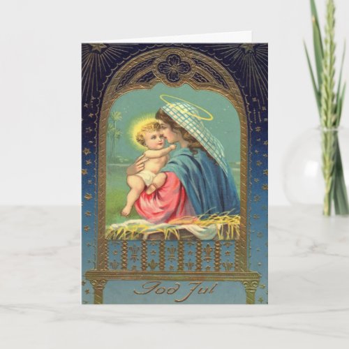 Madonna Baby Jesus Nativity Vintage Christmas Holiday Card