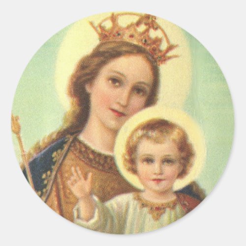 Madonna Blessed Mary with Baby Jesus Classic Round Sticker