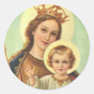 Madonna Blessed Mary with Baby Jesus Classic Round Sticker