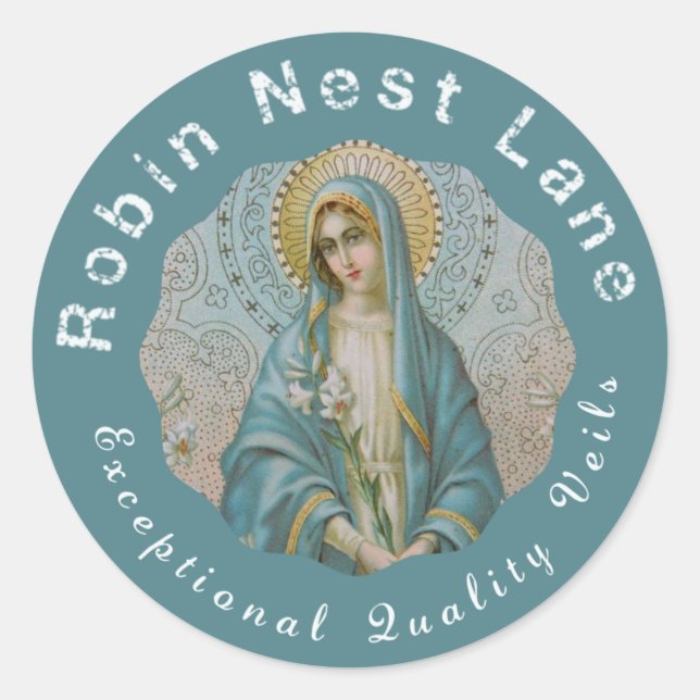 Madonna Blessed Virgin Mary Lily Classic Round Sticker (Front)