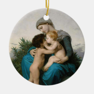 Madonna, Bouguereau, Fraternal Love, 1851 Ceramic Ornament