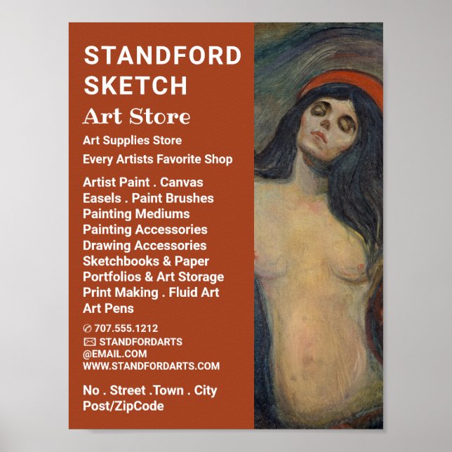 Madonna By Edvard Munch, Art Supplies Store Poster (Front)