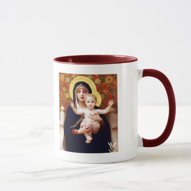 Madonna by W.Bouguereau.Fine Art Christmas Gift Mug (Right)
