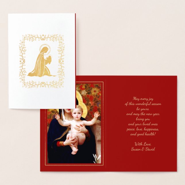Madonna by W.Bouguereau Luxury Christmas Real Foil Foil Card (Display)