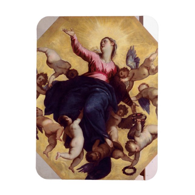 Madonna Carried by Angels (ceiling fresco) Magnet (Vertical)