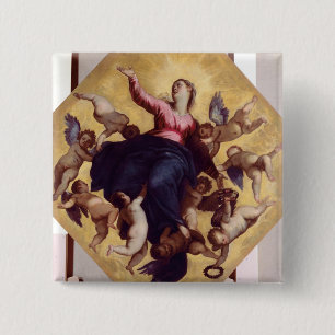 Madonna Carried by Angels (ceiling fresco) Pinback Button