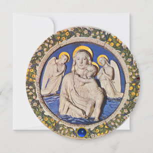 MADONNA,CHILD AND ANGELS Blue Sapphire Christmas Invitation