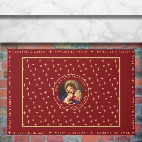 Madonna  Child Catholic Religious Christmas Gift Doormat
