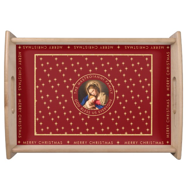 Madonna & Child Catholic Religious Christmas Gift Serving Tray (Front)