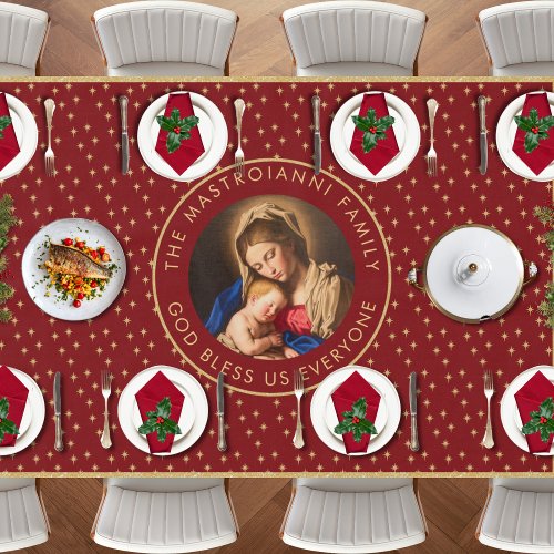 Madonna  Child Catholic Religious Christmas Gift Tablecloth