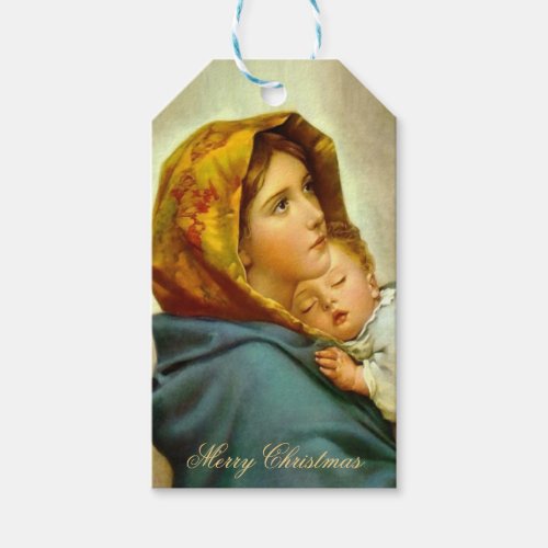 Madonna  Child Catholic Religious Christmas Gift Tags