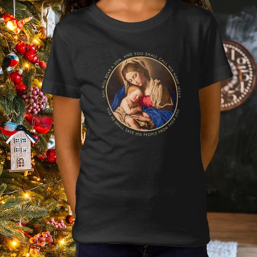 Madonna  Child Christian Christmas Gift for Girls T_Shirt