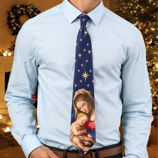Madonna & Child Christmas Gift Priests Pastors Neck Tie (Religious Christmas gift necktie for Catholic & Christian priests, pastors, Dads and Grandpas)