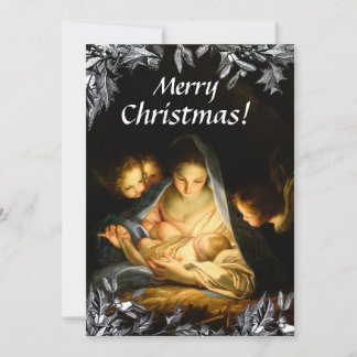 Madonna Child ClassicArt Victorian Holly Christmas Holiday Card