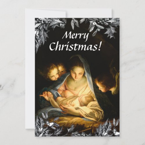 Madonna Child ClassicArt Victorian Holly Christmas Holiday Card