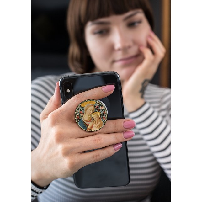 Madonna Child Jesus Virgin Mary Art Elegant Name PopSocket (Madonna Child Jesus Virgin Mary Art Elegant Name PopSocket)