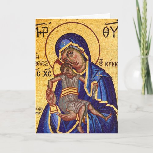 Madonna  child mosaic holiday card
