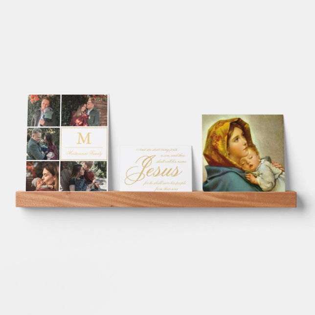 Madonna & Child Photo Collage Religious Christmas Picture Ledge (Front)