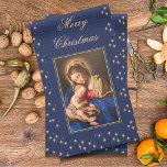 Madonna & Child Religious Christmas Decorations Kitchen Towel<br><div class="desc">This traditional, midnight blue and gold, decorative, Christmas towel features a beautiful painting of the Madonna and Child by artist Giovannia Battista Salvi and includes the words "Merry Christmas", which you can easily change using the text template. It would be perfect as a gift to someone of the Catholic faith...</div>