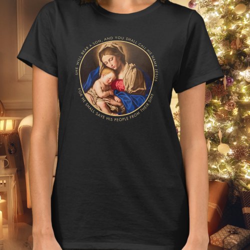 Madonna  Child Religious Christmas Gift Mothers T_Shirt