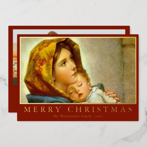 Madonna  Child Religious Christmas with Photo Foil Holiday Card