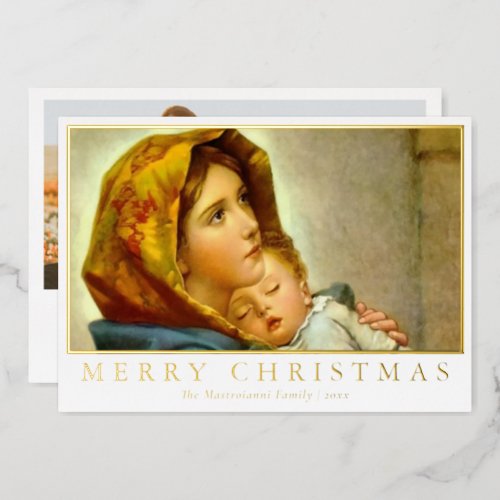 Madonna  Child Religious Christmas with Photo Foil Holiday Card