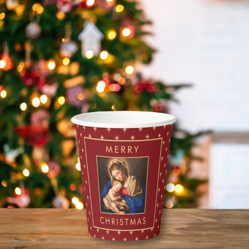 Madonna  Child Traditional Christmas Party Paper Cups