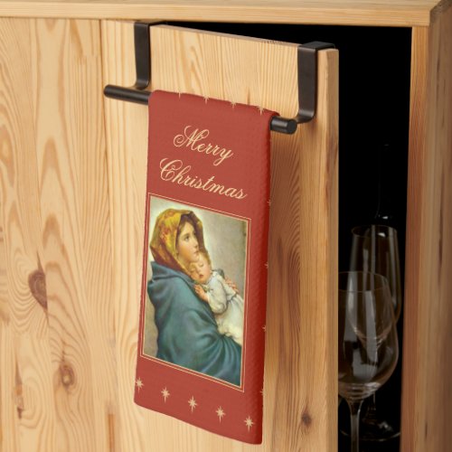 Madonna  Child Traditional Religious Christmas Kitchen Towel