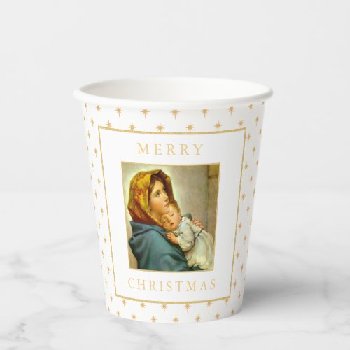 Madonna  Child Traditional Religious Christmas Paper Cups
