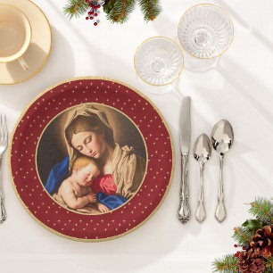 Madonna & Child Traditional Religious Christmas Paper Plates