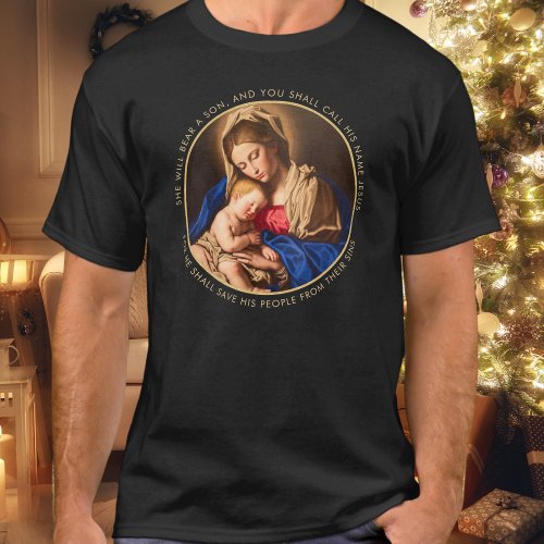 Madonna  Child Traditional Religious Christmas T_Shirt
