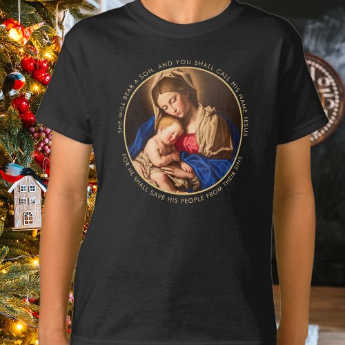 Madonna  Child Traditional Religious Christmas T_Shirt