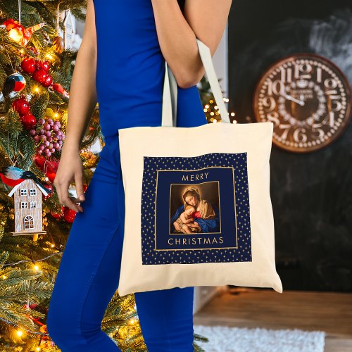 Madonna  Child Traditional Religious Christmas Tote Bag