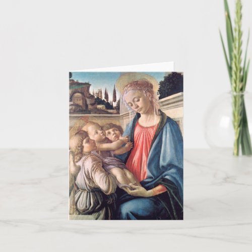 Madonna  Child Two Angels Botticelli Fine Art Card