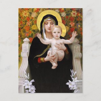 Madonna   Child  White Lillies Christmas Postcards by The_Masters at Zazzle