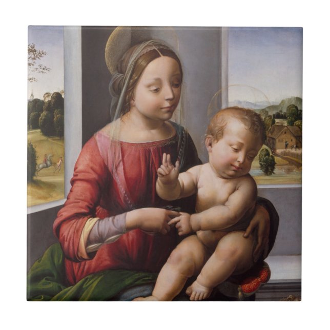 Madonna & Child with John the Baptist Ceramic Tile (Front)