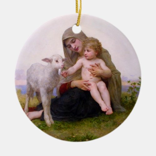 Madonna  Child with Lamb Christmas Ornament