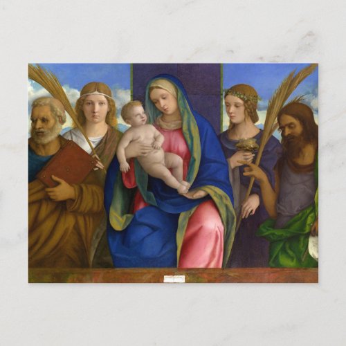 Madonna  Child with Saints by Giovanni Bellini _ Postcard