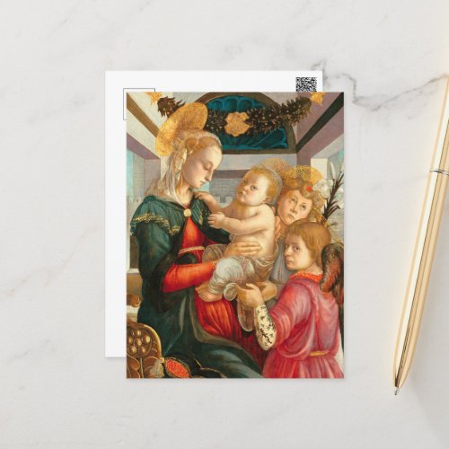 Madonna  Child with Two Angels Sandro Botticelli Postcard