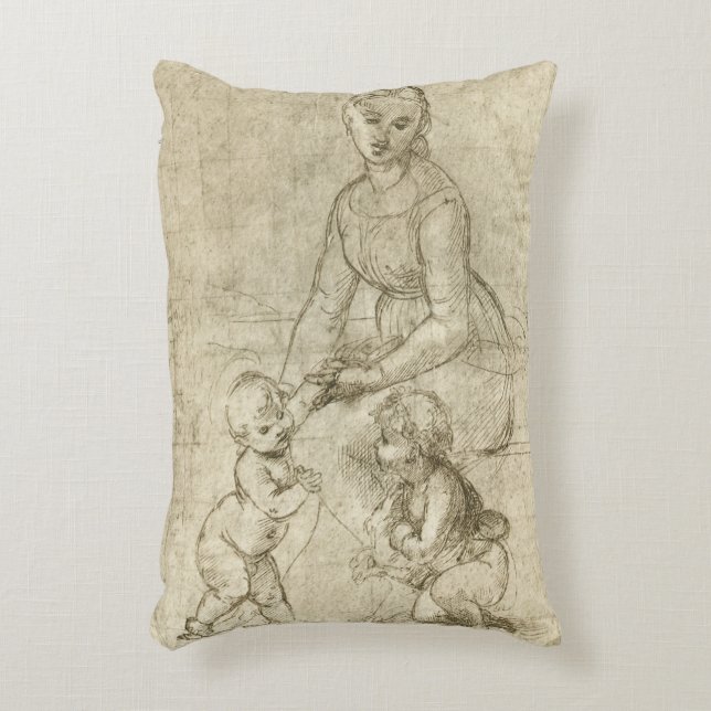 Madonna, Christ and Saint John Baptist by Rapahel Accent Pillow (Front(Vertical))