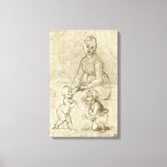 Madonna, Christ and Saint John Baptist by Rapahel Canvas Print (Front)
