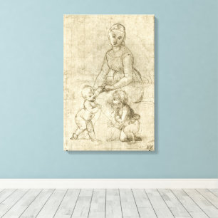 Madonna, Christ and Saint John Baptist by Rapahel Canvas Print