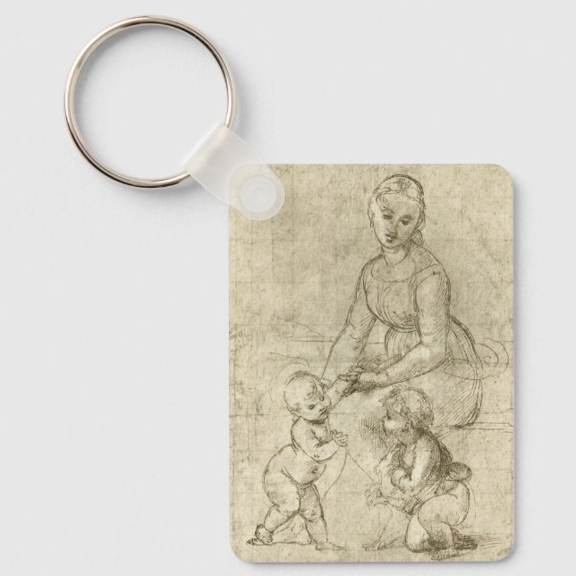 Madonna, Christ and Saint John Baptist by Rapahel Keychain (Front)