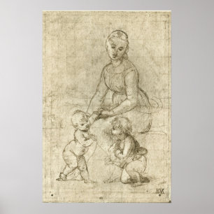 Madonna, Christ and Saint John Baptist by Rapahel Poster