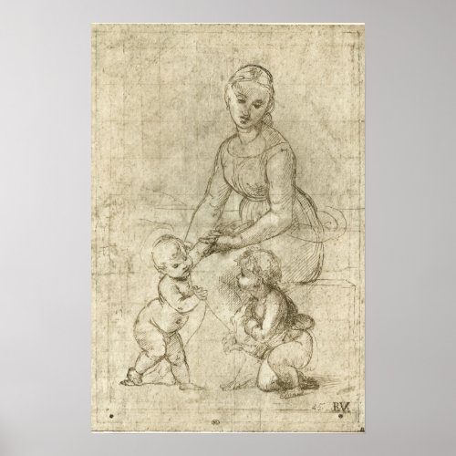 Madonna Christ and Saint John Baptist by Rapahel Poster