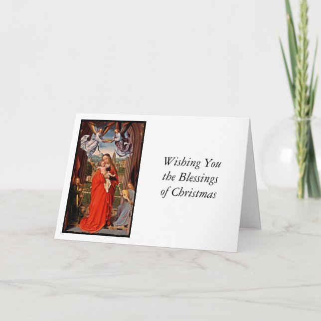 Madonna Christ Child and Angels Holiday Card (Front)