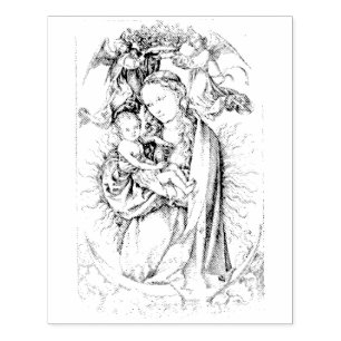 Madonna crowned by two Angels Rubber Stamp