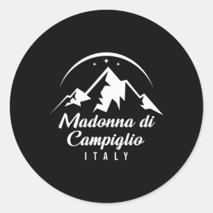 Madonna Di Campiglio Italy Ski Resort Skiing Snowb Classic Round Sticker