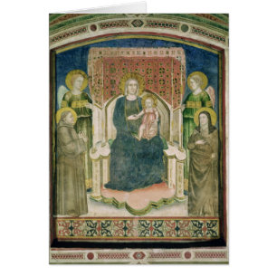 Madonna Enthroned with St. Francis of Assisi Cards